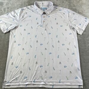 Chubbies Polo‎ Shirt Mens XXL White Golf Cart Club Stretch Preppy Light